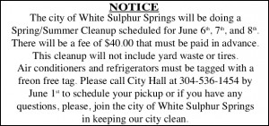 Notice City of White Sulphur Springs 5-19-2016
